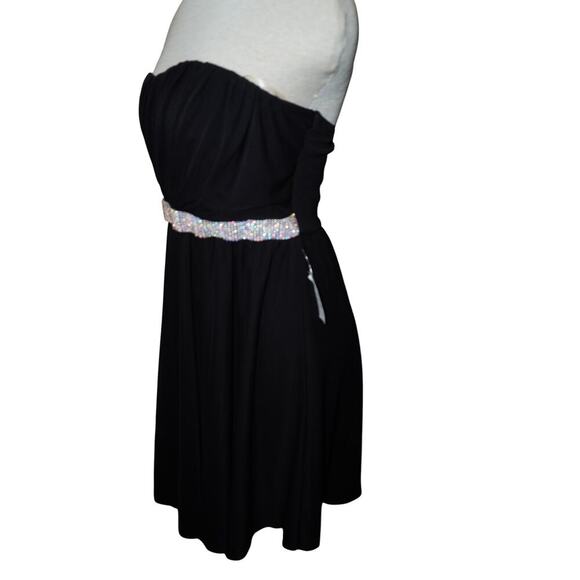Vintage Janté Black Strapless Dress Rhinestone Waistband Made in USA Size L - Picture 6 of 7
